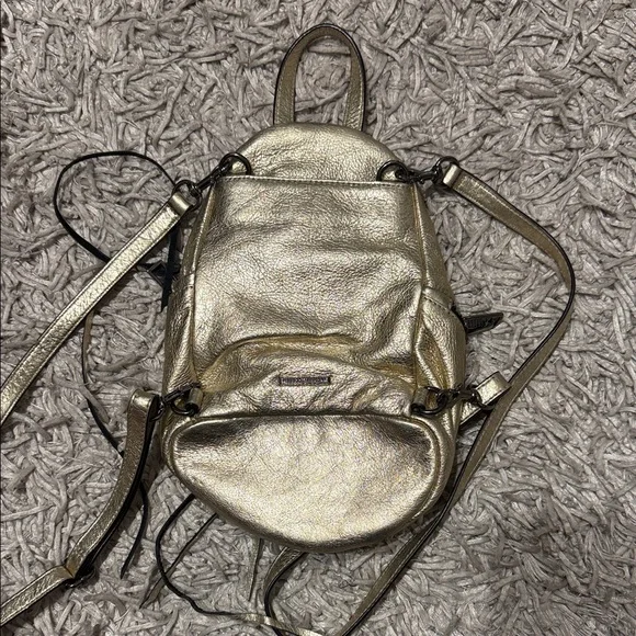 Rebecca Minkoff Gold Leather Women's Backpack - Picture 2 of 2